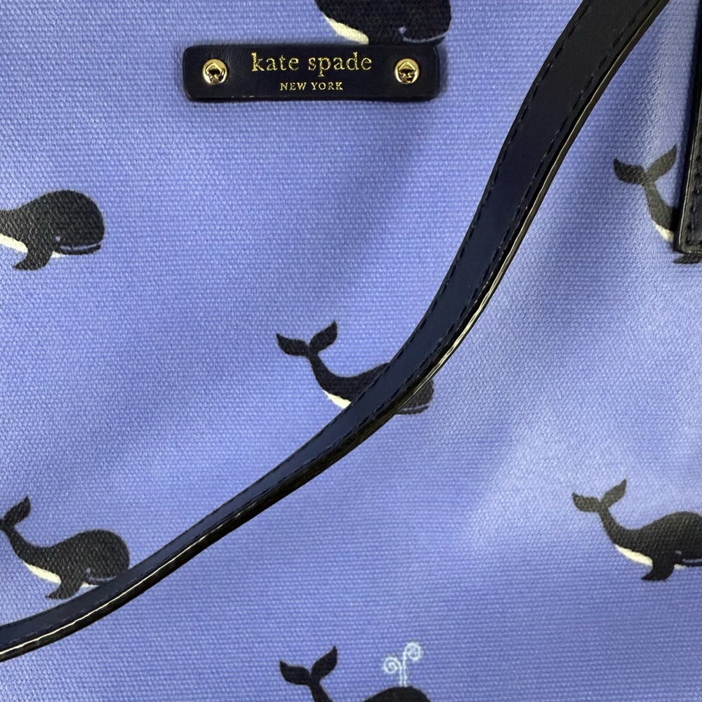 kate spade Blue Whale-Print Tote with Black Handles - Picture 8 of 8